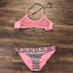 Pink/Pattern Target Crochet Bikini